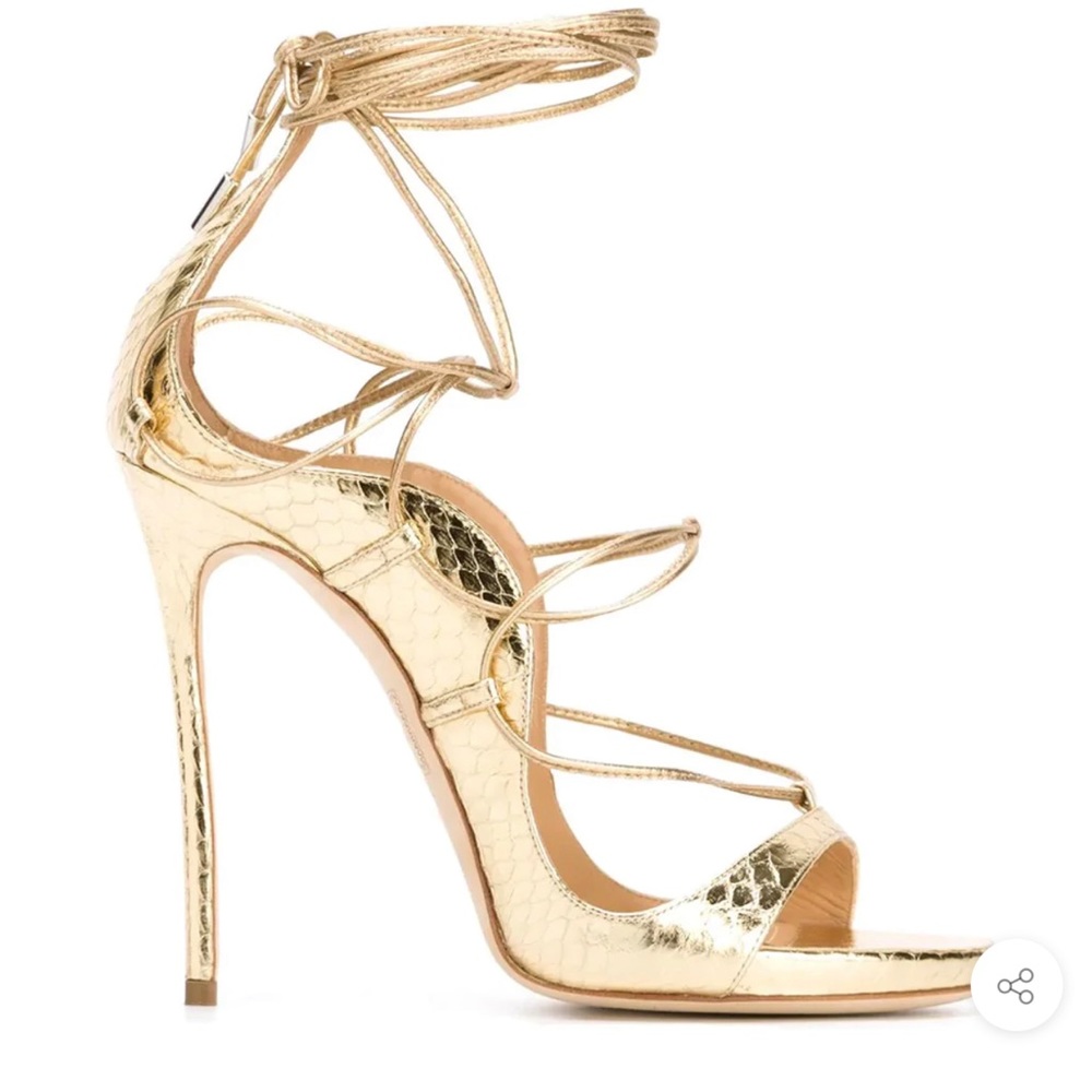 DSquared2 Riri 120 heel sandal. Gold snake size 40 - Picture 2 of 8